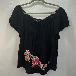 Forever 21 2X Black Baby Doll Top